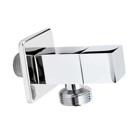 1/2" x 1/2" Inch BSP Angled Ceramic Head Valve Chromed Square Shaped Tap Connector