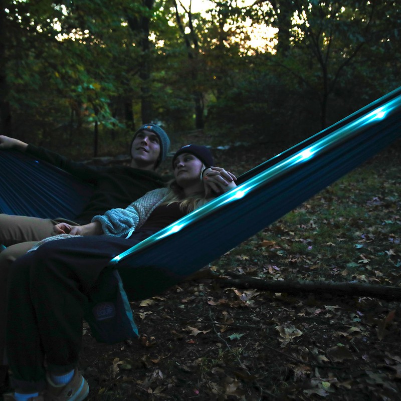 Equip Outdoors Portable Camping Illuminated Hammock, Hanging Kit Included, Two