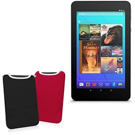 BoxWave Case Compatible with Ematic Tablet (7 in) - SlipSuit, Soft Slim Neoprene Pouch Protective Case Cover - Jet Black/Crimson Red (Reversible)
