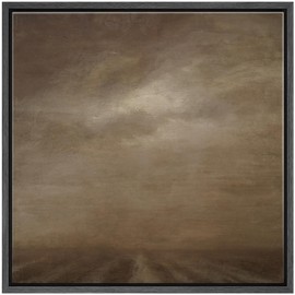 SIGNFORD Framed Canvas Print Wall Art Misty Desert Horizon Earth Tone Landscape Illustrations Rustic Zen for Living Room, Bedroom, Office - 24"x24" BLACK