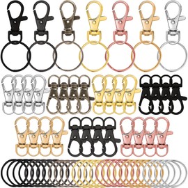 Augshy Pack of 100 Key Chain Clip Hooks and Key Rings, Twist Clasps, Lanyard Carabiner Hooks for Key Chains, Jewellery, DIY