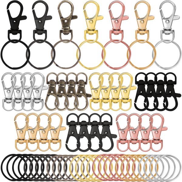 Augshy Pack of 100 Key Chain Clip Hooks and Key