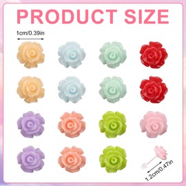 8 Pairs Flower Plastic Post Earrings, Colorful Plastic Clear Stud Earrings Set for Women Lightweight Cute Floral Studs Jewelry for Sensitive Ears Daily Wear & Special Occasions (Roses)