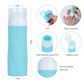 Fujampe - Botellas de viaje para artículos de cambiador de 3 onzas aprobadas por la Tsa para botellas de viaje sin BPA, a prueba de fugas, accesorios de viaje recargables de silicona líquida, accesorios de viaje para champú acondicionador loción (negro)