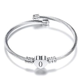 MZC Jewelry Initial Letter Cuff Bracelet Love Heart Alphabet Bracelet