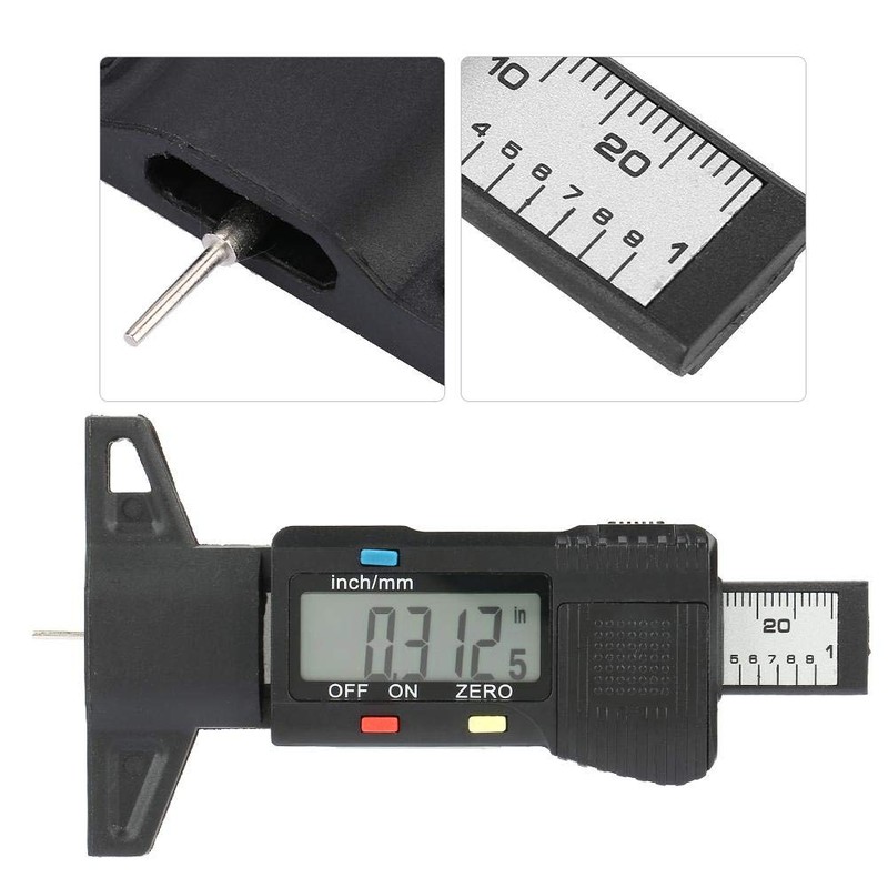 Tyre Tread Gauge, Digital Depth Gauge with LCD Display, Suitable