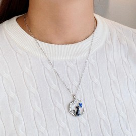 Cliory Black Cat Butterfly Necklace Moon Cat Necklace Cute Kitten Necklace Jewelry for Women