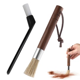 Misazy Barista Brush 2 Pieces Coffee Brushes (Straight + Angled), Cleaning Brush with Lanyard, Barista Accessories, Coffee Accessories, Cleaning Brush, Kitchen Brush, Barista Accessories