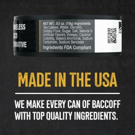 5 Cans, BaccOff Classic Natural Pouches, Black Tea Base with Smoky, Classic Flavors, 16 Pouches Per Can