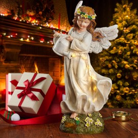 SAIKOGITL Solar Resin Outdoor Angel Statue - Exquisite 11.4-Inch Garden Decor - Ideal Outdoor Statues That Light Up - Perfect Garden Gifts - Graceful Presence for Any Outdoor Space