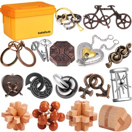 Brain Teaser Puzzles for Adults Disentanglement Puzzles Metal Wooden Brain Teaser Puzzle 16pcs Logic Metal Puzzle for Adult Kid Toy Lock Puzzles Gift for Adults Teenagers Kids