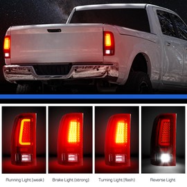 Gubebaili LED Tail Lights Assembly Fit for GMC Sierra 1500 (Only SL, SLE, SLT, WT) 2007-2013, for Sierra 2500 3500HD 2007-2014, Only Fit for 3500HD Single Rear Wheel Model, Chrome Housing Red Lens