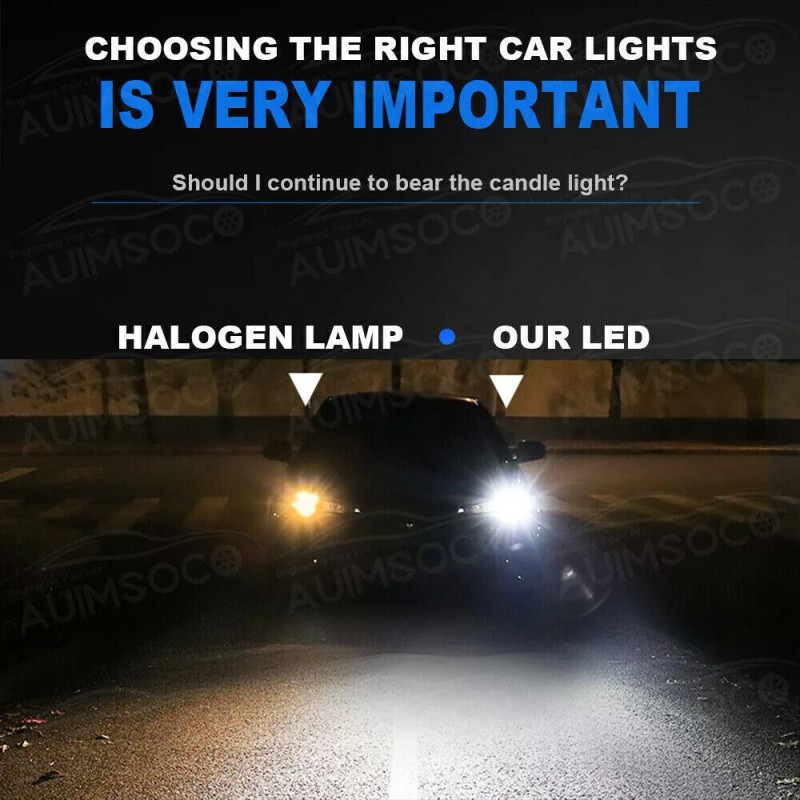 AUIMSOCO H7 H7 10000K LED Headlight Kit Combo Bulbs High