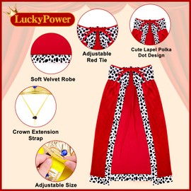 Dog King Costume Set Pet Halloween Cloak & Adjustable Crown for Large Dogs Perfect for Halloween & Cosplay Parties Birthday Accessory Outfit