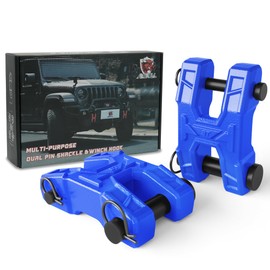 AMBULL Heavy Duty H-Shaped Towing Winch Shackle, Winch Fairlead Hook, Dual Pin Design (0.875” & 0.55”) Shackle Winch Hook for Towing, Recovery, Off-Road, 17,636 lbs Working Load-2 Pack, Blue