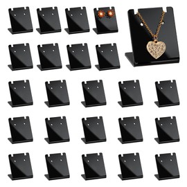 PH PandaHall 24PCS 48 Holes Earring Holder, L-Shape Jewellery Organizer Displays Clear Mini Ear Stud Necklace Stand Holders for Necklace Jewellery Dangling Slant Back Display, 3.4x3.5x2.7cm