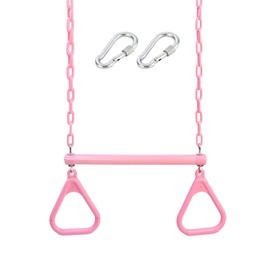 18" Pink Trapeze Swing Bar Rings 48" Heavy Duty Plastic Coated Chains Swing Set Accessories