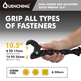 QUENCHING 10.5 Inch Dual Headed Self-Adjusting Quick Wrench, Auto Size Adjusting Crowfoot Wrench, Adjustable Wrench, Multi-Size Spring Wrench, Universal Wrench for Home and Car Repair