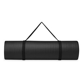 Gaiam Essentials Yoga Mat, Pilates  Exercise Mat, Thick 25 (10mm) Workout Mat with Easy-Cinch Carrying Strap for Home  Gym Workouts                   