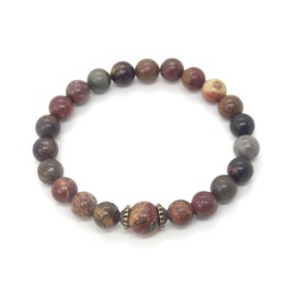 Damenarmband aus Picasso-Jaspisperlen und tibetischen antiken Bronzeperlen