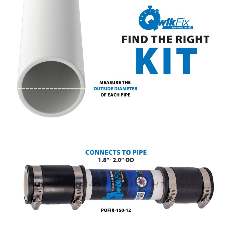 Fernco QwikFix Broken Pipe 1.5" Coupling Repair Kit for Plastic,