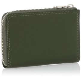 Catherine Hamnet London 490-50901 Bill Holder, VITA, Italian Chrome Free Leather, Cowhide Leather, L Zipper, Middle Wallet, Box Coin Purse, Green, green