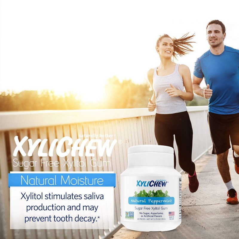 Xylichew 100% Xylitol Chewing Gum - Non GMO, Non Aspartame,