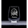 Goldendoodle dog themed with name 17 oz. stemless wine glass