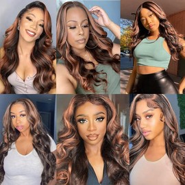 Dokksiiia 1B/30 Piano Color Highlight Body Wave Human Hair Bundles P1B30 Black and Light Brown Track MIx Double Weft Brazilian Human Hair Extensions Silky and Soft 20 22 24 Inch