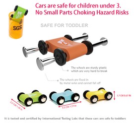 Wooden Car Ramp Race Track Toy - Toddler Car Playset - Replacement Cars 4 Pack - matching Click Clack Track Vehicles Toddlers -Racing First Sport Cars for 18 Months -Stocking Fillers Stuffers Kids