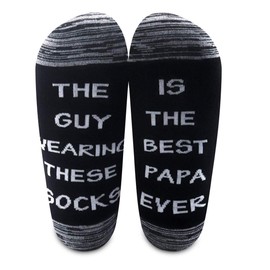 LEVLO Papa Gift The Guy Wearing These Socks Is The Best Papa Ever Socks Father's Day Dad Men Birthday Gift (1 pair-mid calf-1)