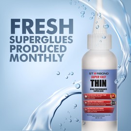 Starbond Thin Super Glue Pro Kit (2 oz) – Super Fast CA Glue (Cyanoacrylate Adhesive) – with Clog-Resistant Cap, Microtips & Extra Nozzle for Woodworking, Woodturning, Precision Bonding, Inlays