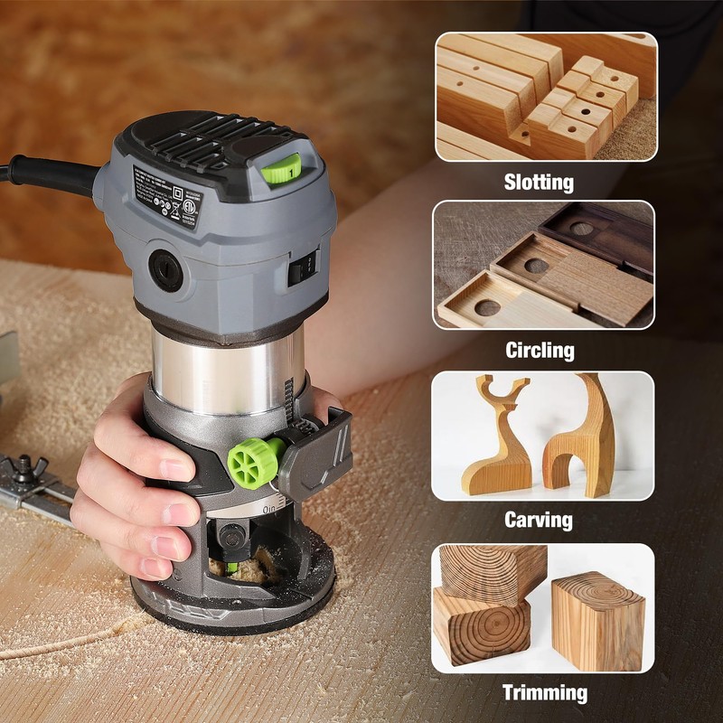 WORKPRO Compact Router Kit, 6.5 Amp Corded Hand Trimmer Router