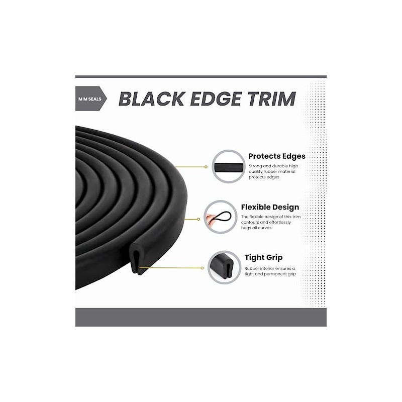 Seal Rubber Junta de Goma EPDM Canal U Negro 11/32"