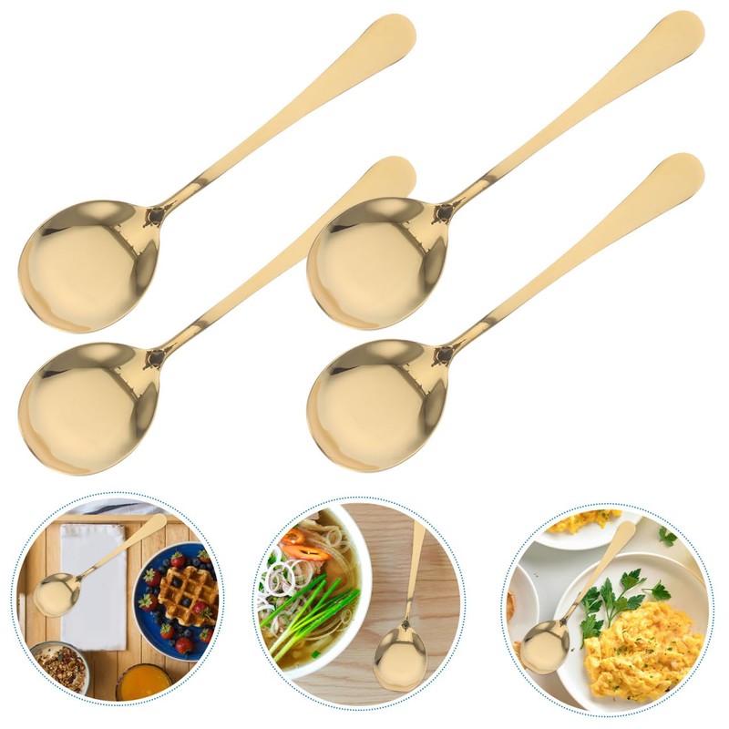 Ciieeo 4pcs Stainless Steel Spoon Catering Serving Spoon Large Serving