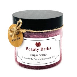 Beauty Baths Lavender Patchouli Sugar Scrub Exfoliating Body Scrub gift for her bath scrub