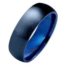 Fantasy Forge Jewelry Classic Dark Navy Blue Ring Mens Womens Stainless Steel Wedding Band 6mm Size 9