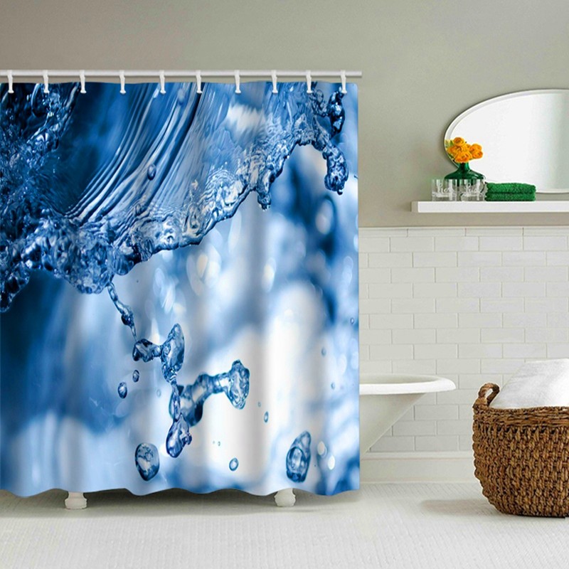 Shower Curtain Set Waterproof Hanging Bath Curtain with Rings Bathroom