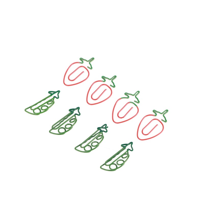 100pcs Metallic Paper Clips Strawberry Pea Shape Antislip Anti Rust