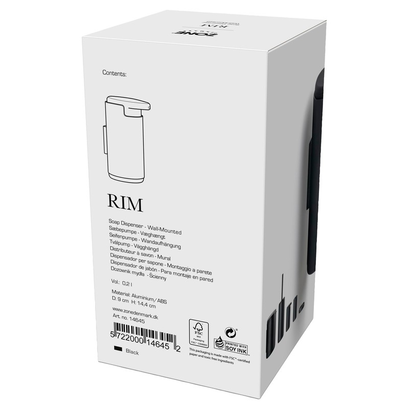 Zone Denmark Rim Wall Mounted Soap Dispenser Diameter 8.5 cm