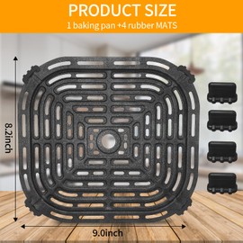 Air Fryer Grill Pan for CHEFMAN6 Quart air fryer, 9.0 * 8.2''Food Grade Nonstick Replacement Rack Parts Tray Grill Crisper Plate for CHEFMAN Air Fryer, Dishwasher Safe