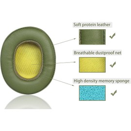 Akkiv replacement ear pad compatible with Skullcandy Hesh3 Hesh ANC Crusher360 Crusher Wireless Hesh Evo Venue ANC Crusher Evo Crusher ANC headset Protein leather and memory foam making (green)