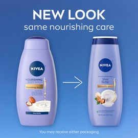 NIVEA NIVEA Nourishing Shea Butter Body Wash with Nourishing Serum, Moisturizing Body Wash for Women, Enriched Provitamin B5 and Vitamin E, 20 Fl Oz Bottle