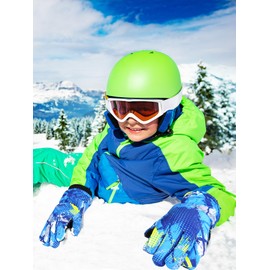 Bencailor 6 Pairs Kids Winter Gloves Waterproof Snow Ski Gloves Windproof Kids Gloves Warm Kids Snow Gloves for Kids (Red, Blue, Pink, Gray, Green, Black,3-6 Years)