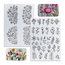 YZROHYI 2 Sheets of Embroidery Templates Water-soluble Embroidery Paper, Embroidery Stickers, Embroidery Flower Template, Embroidery Pattern Templates, Embroidery Transfer Paper, Water Soluble Hand