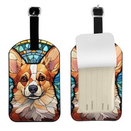 Corgi Luggage Tags for Suitcases,Travel Leather Luggage/Bag Name Tag Gift for Women,Men,Kids,Dog Lover, Cute Suitcase Tags Luggage Identifiers,Funny Baggage Tags for Travel (Corgi)