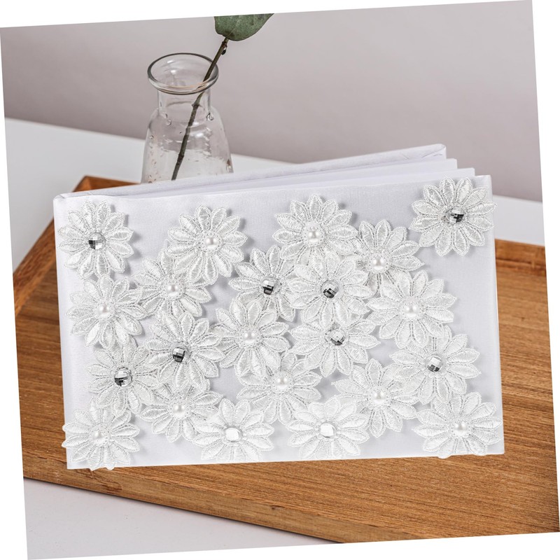 Ciieeo Delicate Wedding Guest Book and Rhinestone Decoration Elegant Sign-