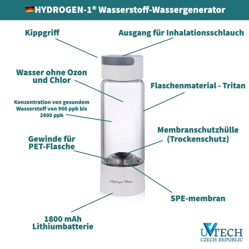 UVtech Hydrogen-1 Original Hydrogen Water Generator 400 ml Japanese SPE