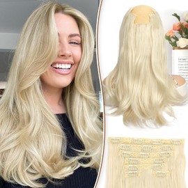KooKaStyle Clip in Hair Extensions Thick Long Straight Hair Extensions Upgrade Soft Lace Weft Lightweight 7PCS Layered Hair Extensions Platinum Blonde 14Inch for Women