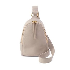 HOBO Fern Leather Sling Bag for Women, Convertible to Crossbody, Taupe